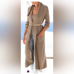 LASCANA Women's Tan knitted stylish And  COZY VISCOSE CARDIGAN‎